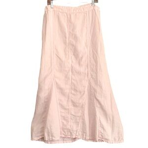 Matchpoint Made in USA Petal Pink Lagenlook Pull On Linen Maxi Skirt Sz L